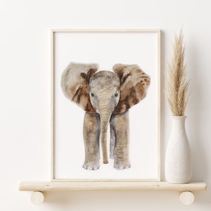 Elefant Kinderzimmer Dekor - Safari Kinderzimmer Kunst - Baby Elefant Aquarell - Dschungel Tier Druck - Baby Zimmer Wandkunst - Gender Neutral
