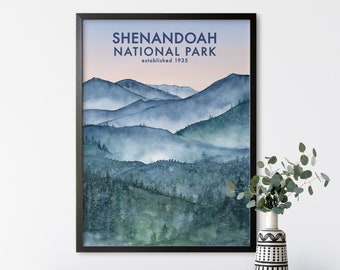 Shenandoah National Park Poster, Virginia Decor, Shenandoah Park Print, National Park Print, Travel Decor, Blue Ridge Mountains, Hiking Gift