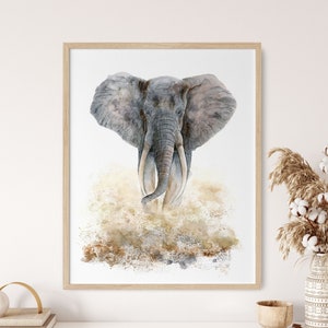 Grey Elephant Watercolor - Elephant Art Print - Kids Wall Decor - Elephant Wall Art - African Animal Art - Elephant Wall Decor - Gray