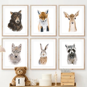 Woodland Baby Animals Print Set of 6 Baby Animal Prints | Etsy