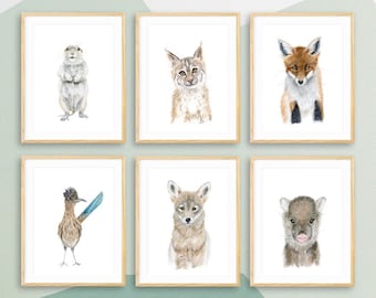 Animal Prints, Baby Animal Nursery Art, Nursery Prints, Southwest Animals, Desert Baby Animal Art, Animal Watercolors, Animal Nursery Decor