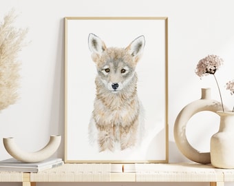 Baby Coyote Print | Southwestern Animal Nursery Wall Decor