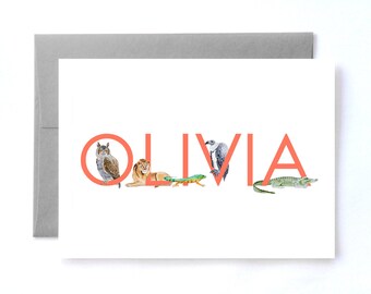 Personalized Kid Stationery – Custom Name Note Cards for Girls