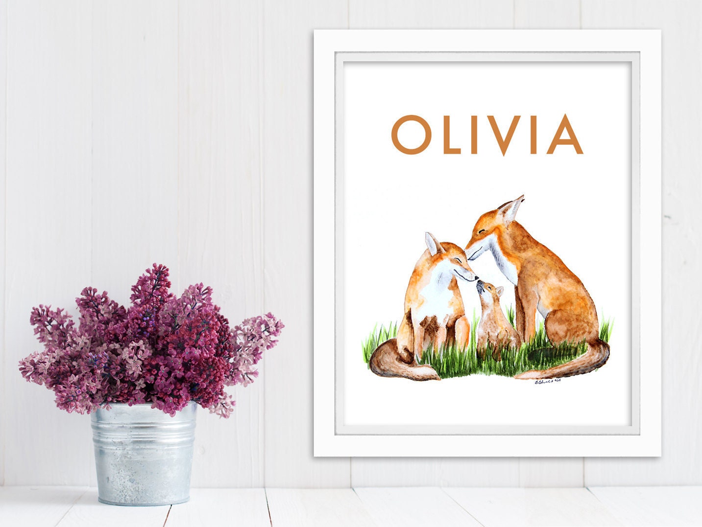 Woodland Animal Personalized Baby Decor Custom Nursery Art Etsy