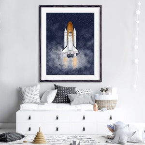 Rocket Wall Art, Space Shuttle Nursery Print, Kids Room Decor - Etsy