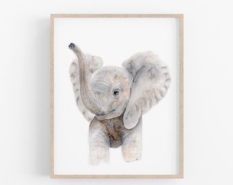 Baby Elefant Kinderzimmer Druck, Aquarell Tier Wandkunst
