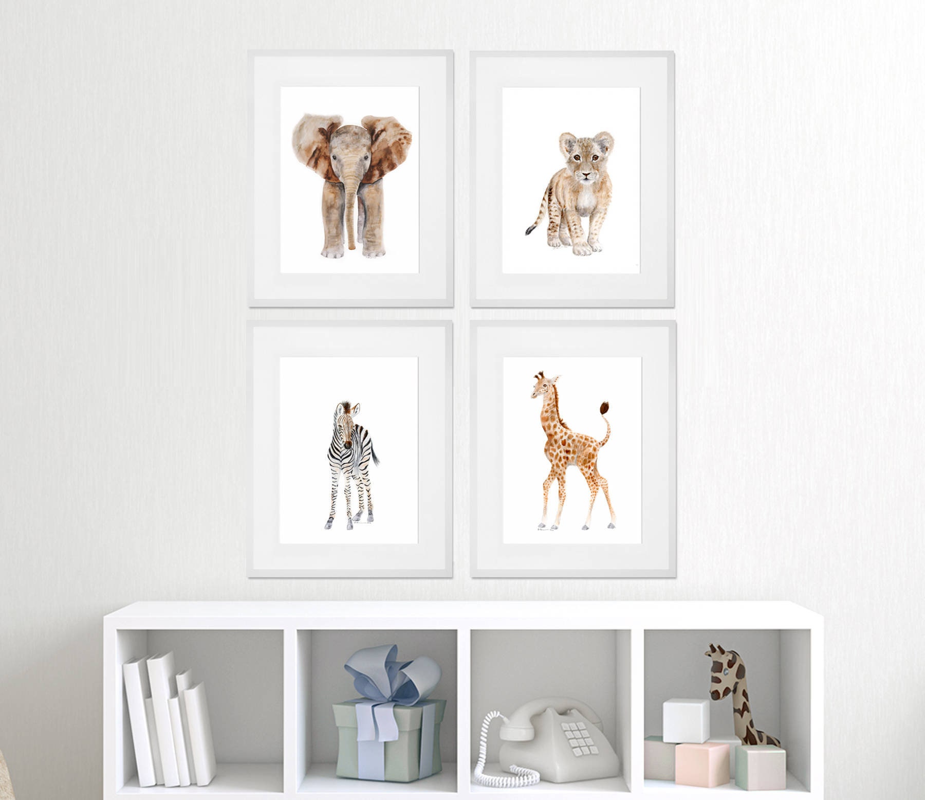 Framed Baby Animal Prints Safari Nursery Art Set Framed Etsy