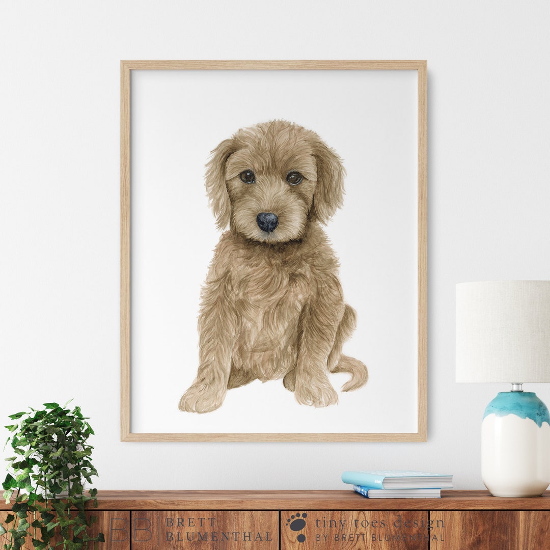 Goldendoodle Watercolor Puppy Nursery Wall Art Dog Baby Room Decor Girl ...