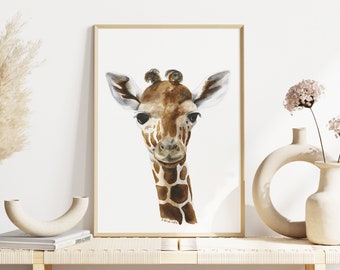 Giraffe Nursery Art, Safari WatercolorPlayroom Decor