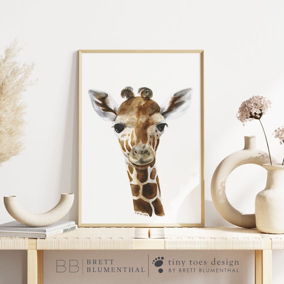 Giraffe Nursery Decor - Safari Baby Room Art - Baby Giraffe Art Print - Baby Animal Watercolor - Gender Neutral - Baby Girl or Boy