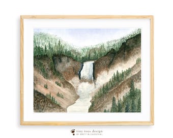 Muurdecoratie van Yellowstone National Park, print van Lower Falls