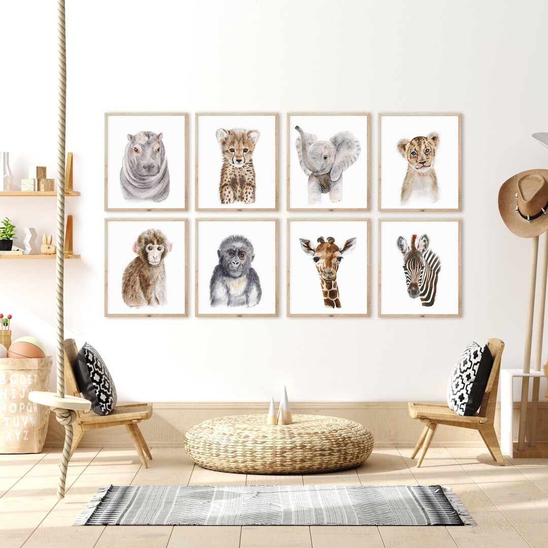 Safari Nursery Print Set, Baby Animal Prints, Safari Baby Room Decor ...