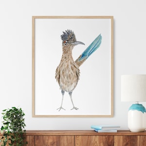 Roadrunner Print, Baby Bird Watercolor Art, Southwestern Art, Desert Wildlife, Roadrunner Painting, Southwest Nursery Decor, Beep Beep