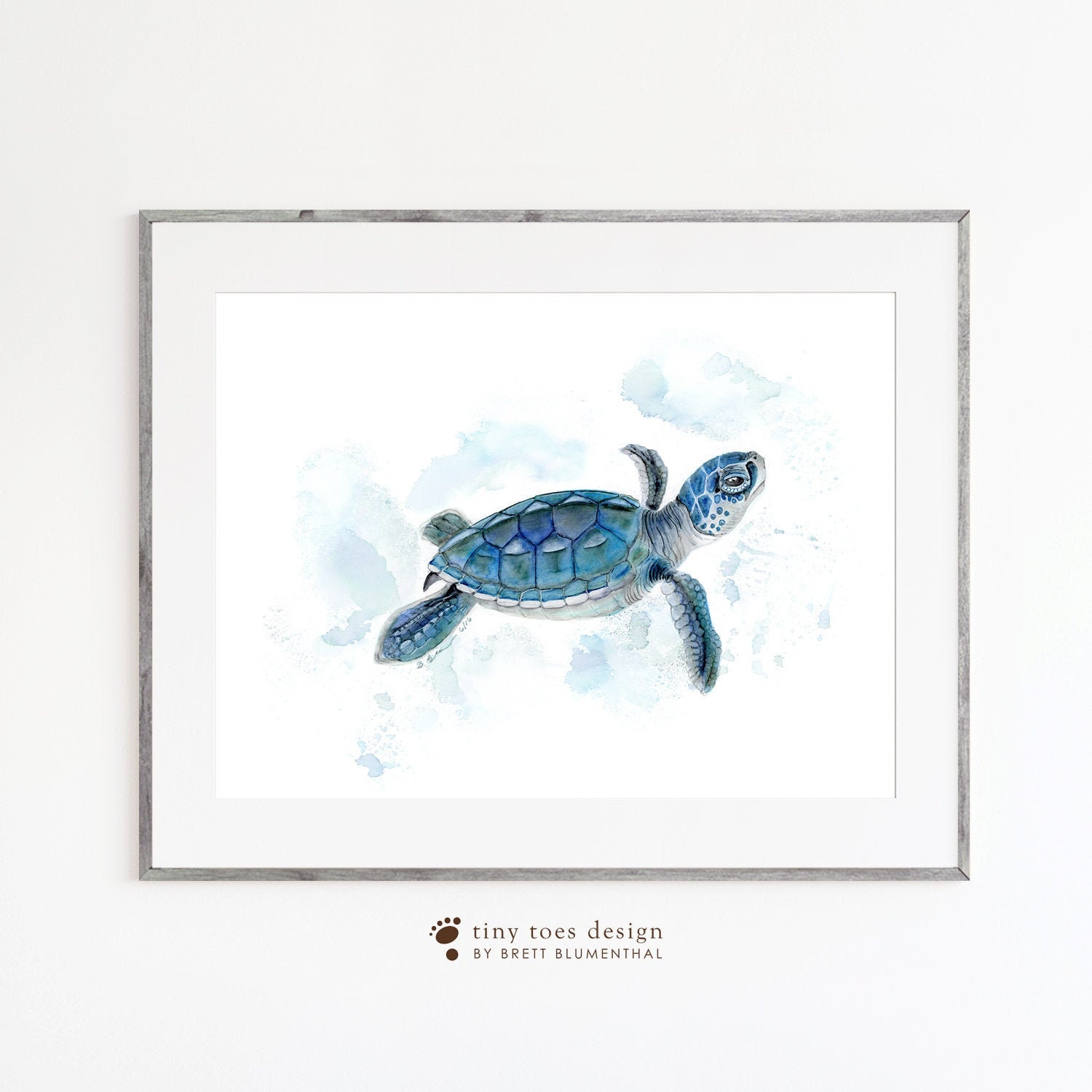 Sea Turtle Watercolor, Baby Sea Turtle, Art Print, Nursery