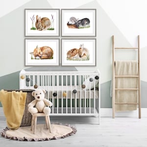 Baby Wolf Art Woodland Nursery Wolf Pup Baby Room Decor Nursery Art Wolf Nursery Baby Animal Art Green Gray Brown image 5