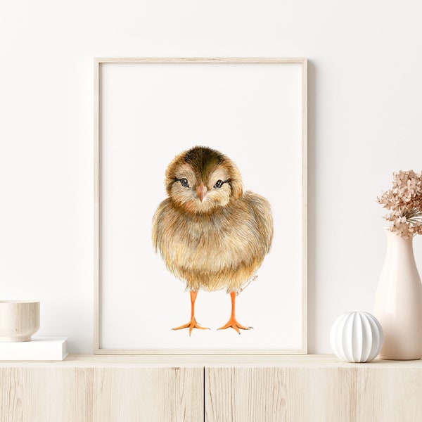 Baby Chicken Art - Farm Animal Prints - Nursery Decor - Baby Chick Print - Chicken Painting - Farmhouse Decor - Childrens Art - Farm Nursery