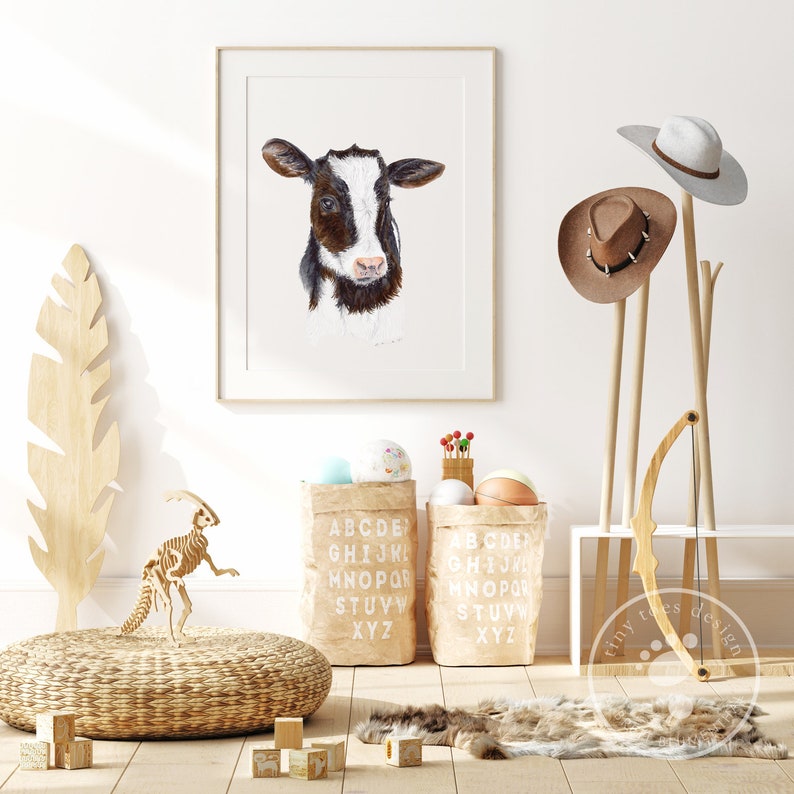Farm Animal Nursery Decor Baby Cow Art Cow Nursery Print Etsy Singapore