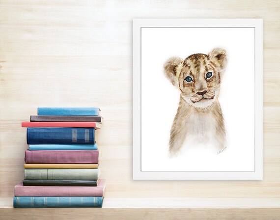 Lion Art Print Safari Nursery Art Kids Wall Decor Lion Wall Etsy