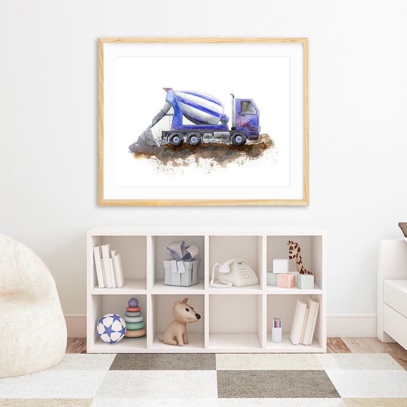 Boy Nursery Decor Construction Wall Art Cement Truck Print Etsy