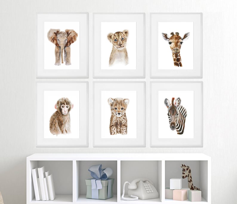 Baby Animal Framed Art Nursery Prints Safari Image 0