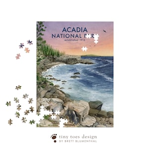 Acadia National Park Puzzle, Maine Landscape, Family Gift, Jigsaw Puzzle, Painterly, Holiday Christmas Gift, 252, 500, 1000 Piece Puzzle