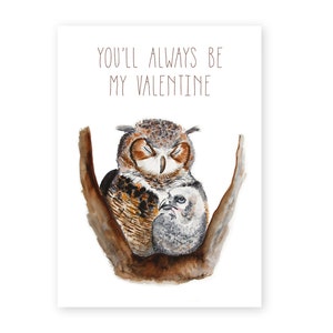 Tarjeta de San Valentín para mamá - Tarjeta de felicitación con forma de búho - Día de San Valentín para mamás primerizas - Para ella - Regalo de San Valentín - Futura mamá - Tarjeta para ella - Mamá y bebé