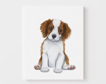 Cavalier King Charles Spaniel Nursery Art | Adorable Puppy Prints for Kids | Dog-Themed Decor | Framed Canvas or Paper Print