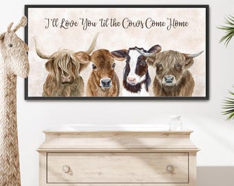 Cow Nursery Art – Panoramic Farm Baby Room Decor for Kids