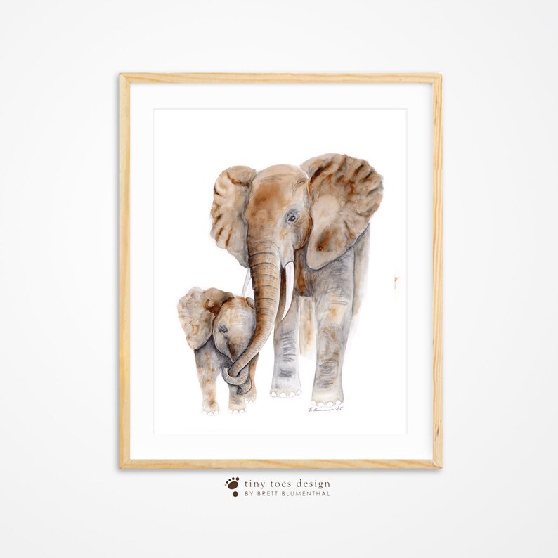 Elephant Gift Mom and Baby Elephant Art Print Elephant Etsy Canada