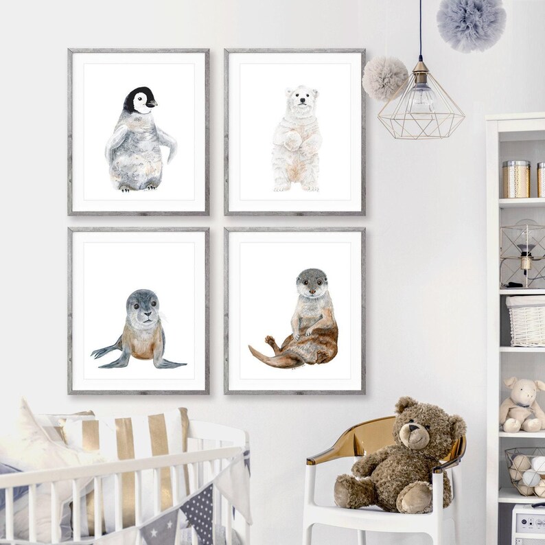 Baby Otter Print, Ocean Animal Nursery Wall Art image 8