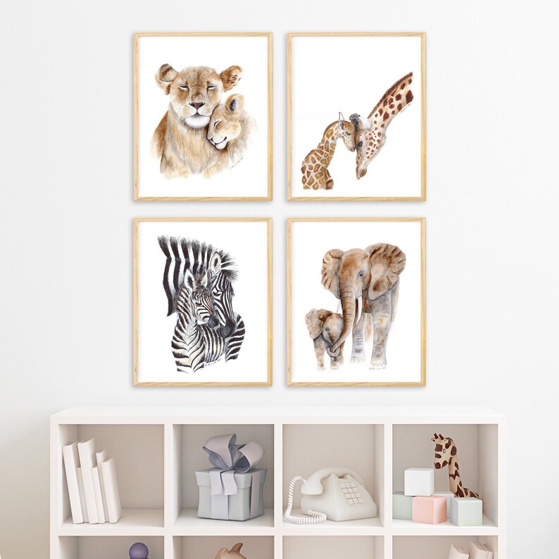 Safari Nursery Decor Set Safari Art Safari Animals Decor Etsy Canada