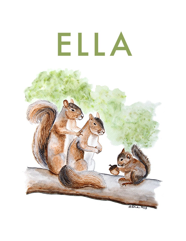 Woodland Animal Personalized Baby Decor Custom Nursery Art Etsy