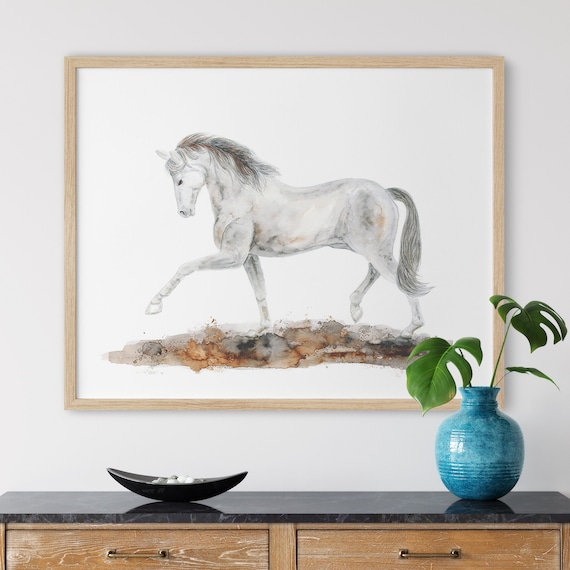 Arabian Horse Art, Equestrian Art, Country Home Decor, Farmhouse Wall Decor, Horse Watercolor, Dressage Horse Print, Girl Horse Nursery Art