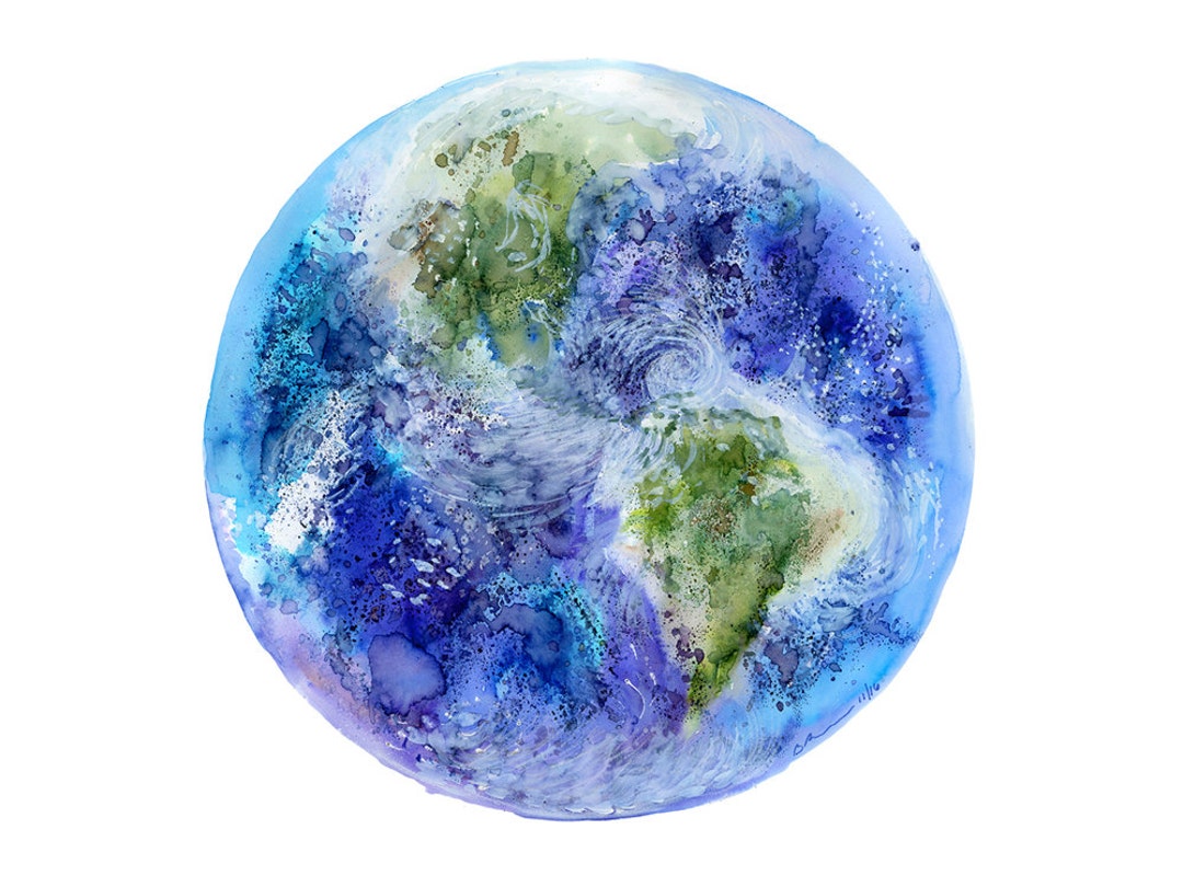 Astronomy Art Earth Art Space Nursery Decor Blue Etsy