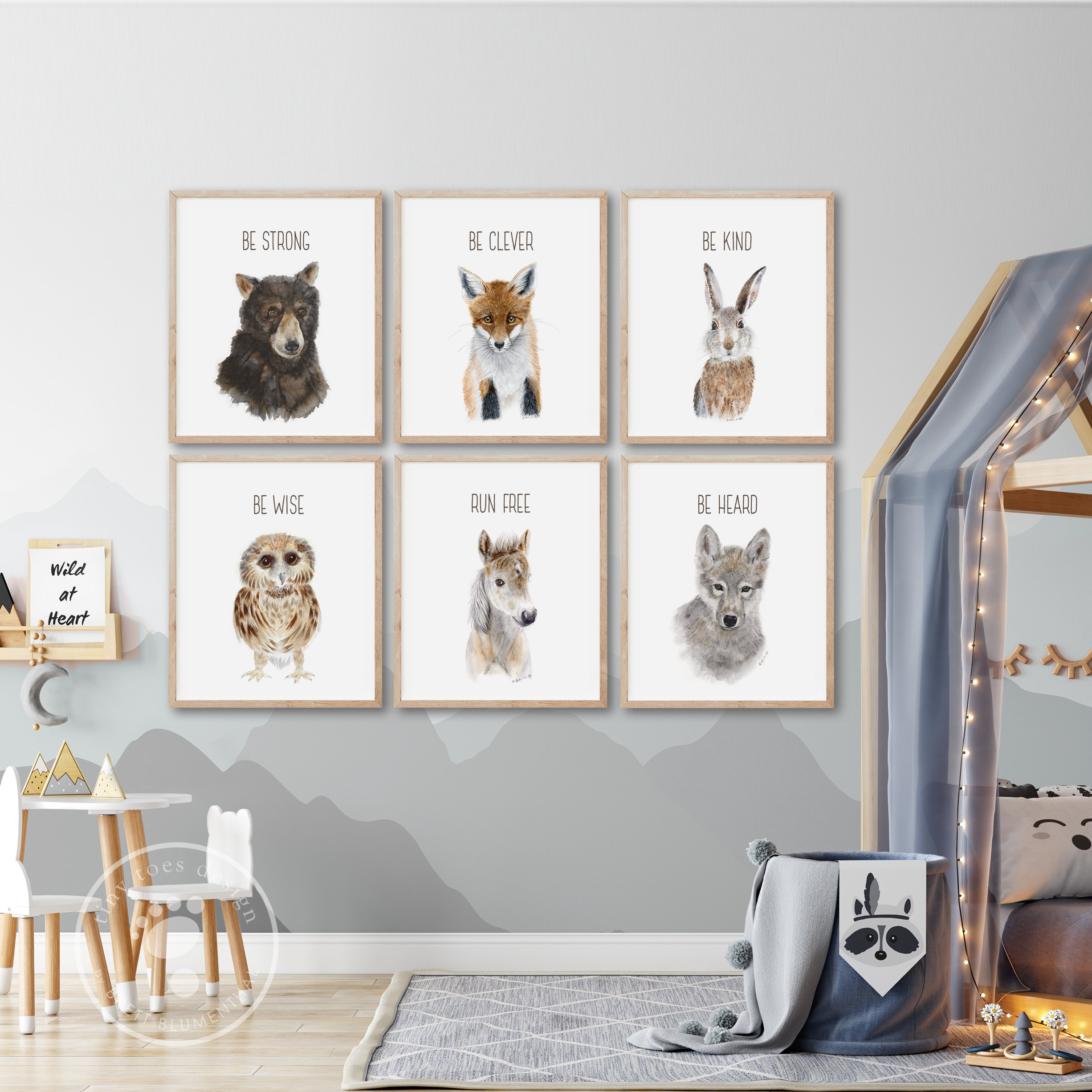 Wall Décor Wilderness Art Girls Room Woodland Animal Nursery Wall Art