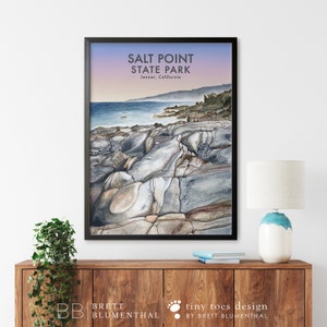 Salt Point State Park Travel Poster, State Park Print, California Sonoma County, Ocean Watercolor, California Decor, Sonoma Coast Wall Art