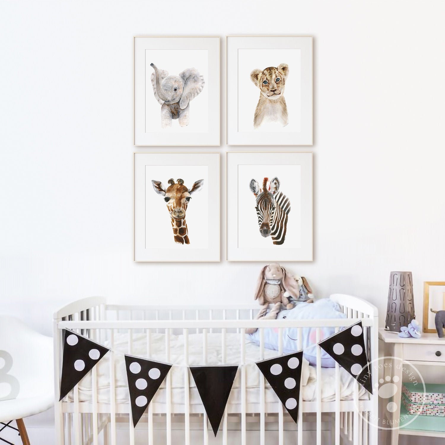 Baby Room Print Set Safari Nursery Decor Baby Animal Prints Etsy