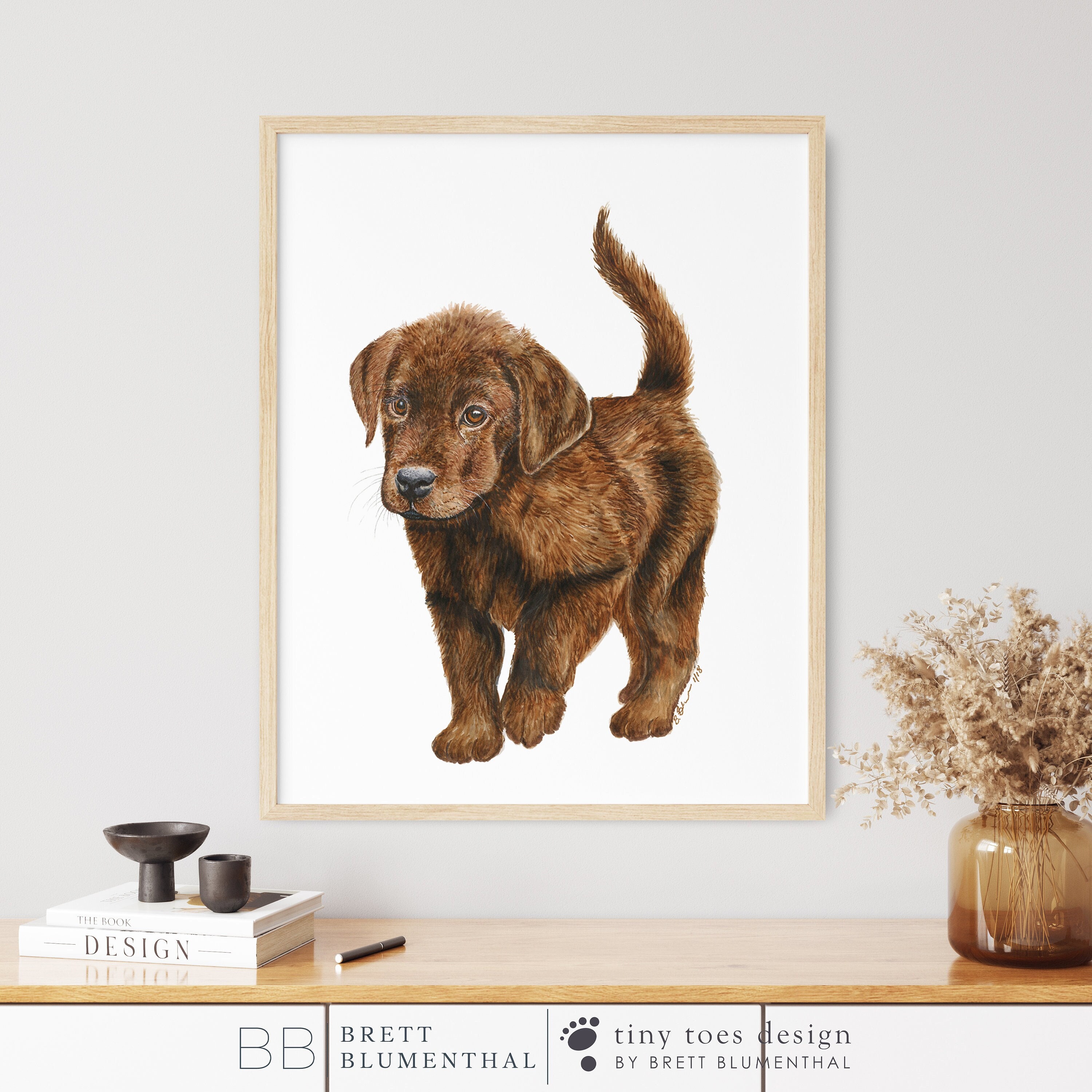 Chocolate Lab - Puppy Nursery - Brown Labrador Print - Puppy Print - Chocolate Labrador Pup - Puppy Painting - Nursery Decor - Baby Gift