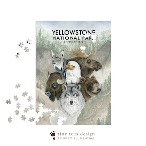 Yellowstone National Park Puzzle, Wildlife Puzzle, Wyoming Landscape, Jigsaw Puzzle, Unique Holiday Gift, 252, 500, 1000 Piece Puzzle