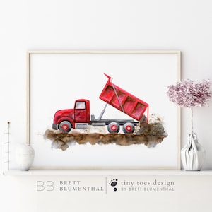 Dump Truck Print - Construction Nursery Decor - Boy Wall Art - Construction Truck - Boy Nursery - Construction Wall Art - Construction Print