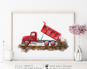 Dump Truck Print - Construction Nursery Decor - Boy Wall Art - Construction Truck - Boy Nursery - Construction Wall Art - Construction Print