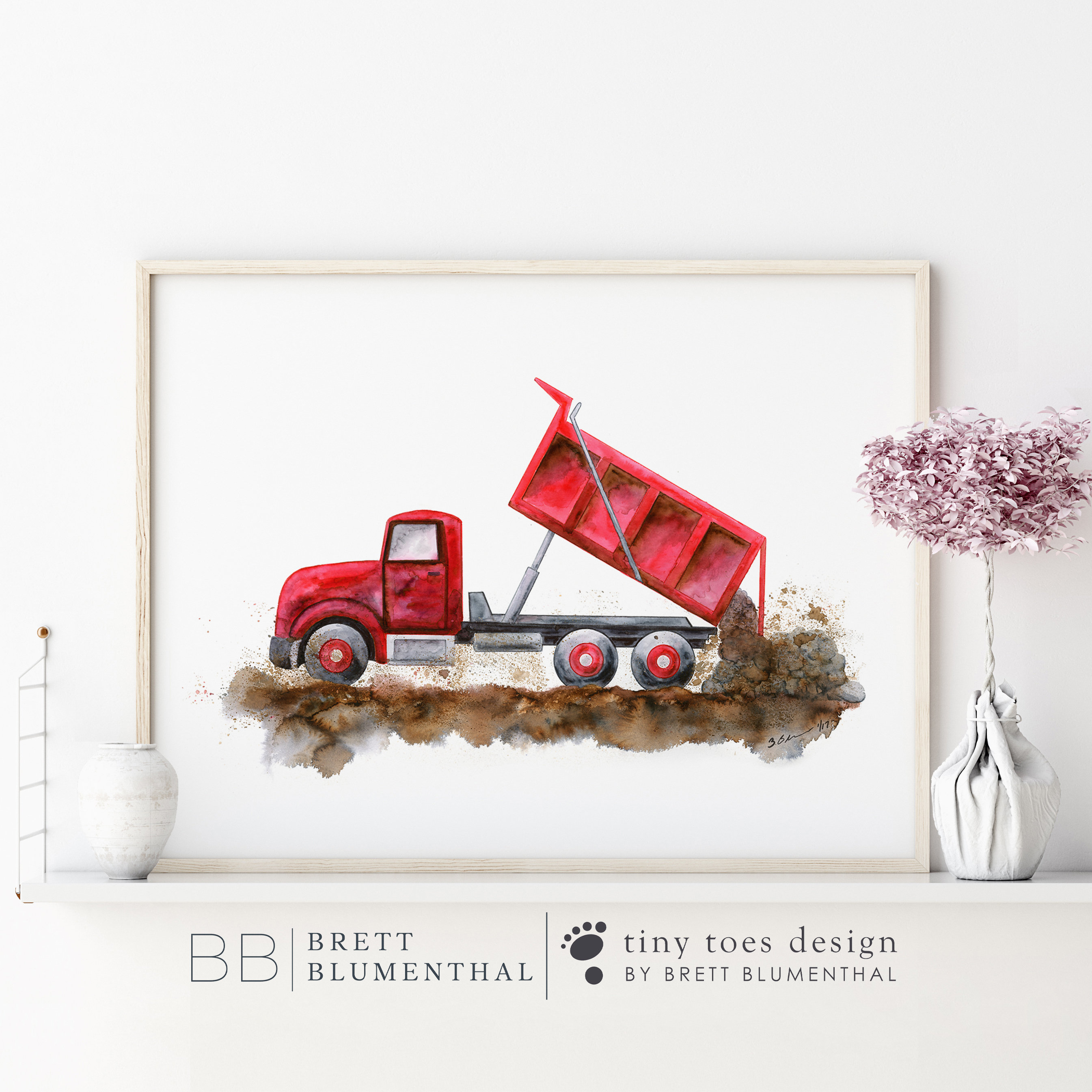 Dump Truck Print - Construction Nursery Decor - Boy Wall Art - Construction Truck - Boy Nursery - Construction Wall Art - Construction Print