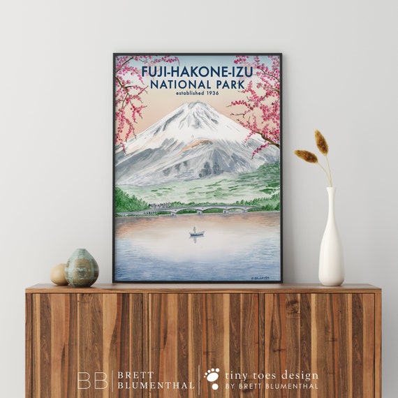 Mount Fuji National Park Travel Poster, Fuji-hakone-izu Park Print