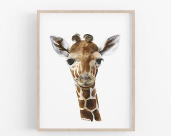 Giraffe Kinderzimmer Kunst, Safari Aquarell Spielzimmer Dekor