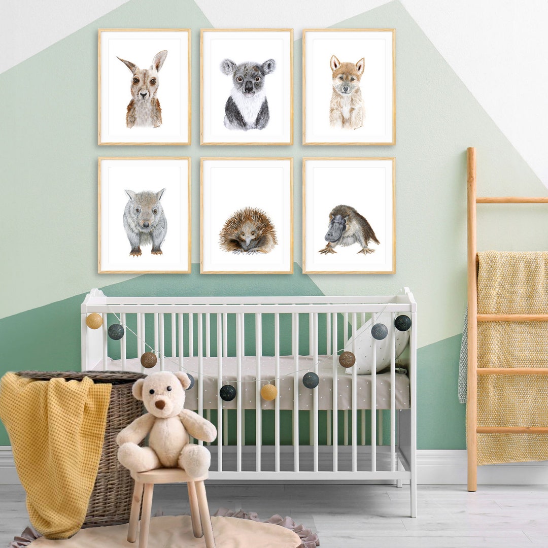 Australian Animal Nursery Decor, Baby Animals Print Set, Australian