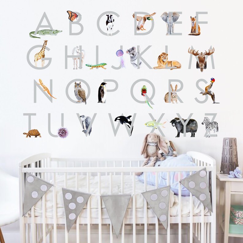 Alphabet Fabric Wall Decals Nursery Wall Art ABC Peel & Etsy