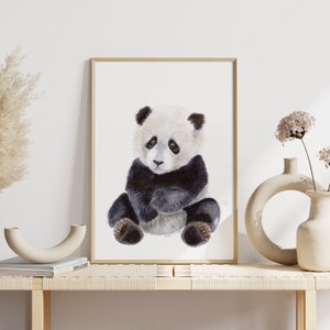 Panda Bear Jungle Nursery Art Print - Baby Zoo Animal Nursery Decor - Schattige Baby Animal Art Print - Perfect voor kinderdagverblijf met jungle-thema
