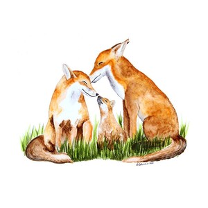 Woodland Animal Family Print Set of 6, Nursery Wall Art image 2