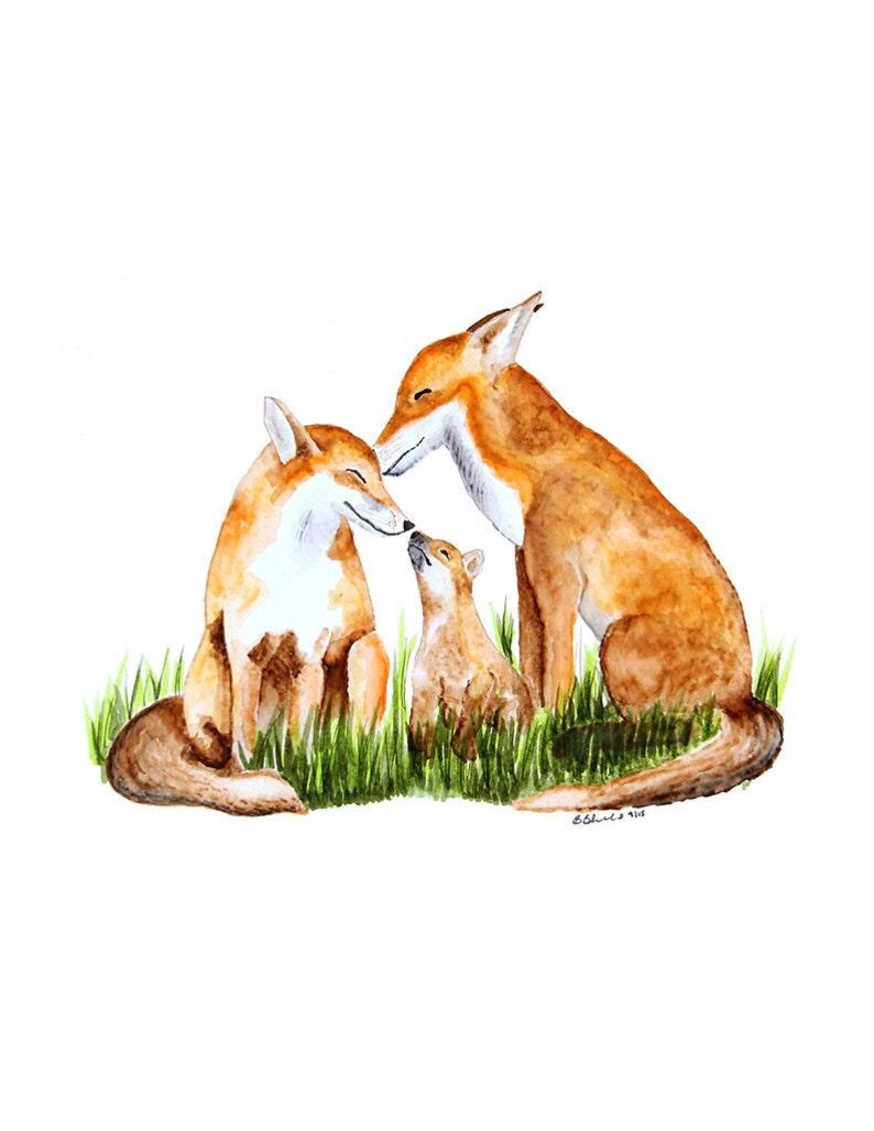 Woodland Animal Family Print Set of 6, Nursery Wall Art image 2