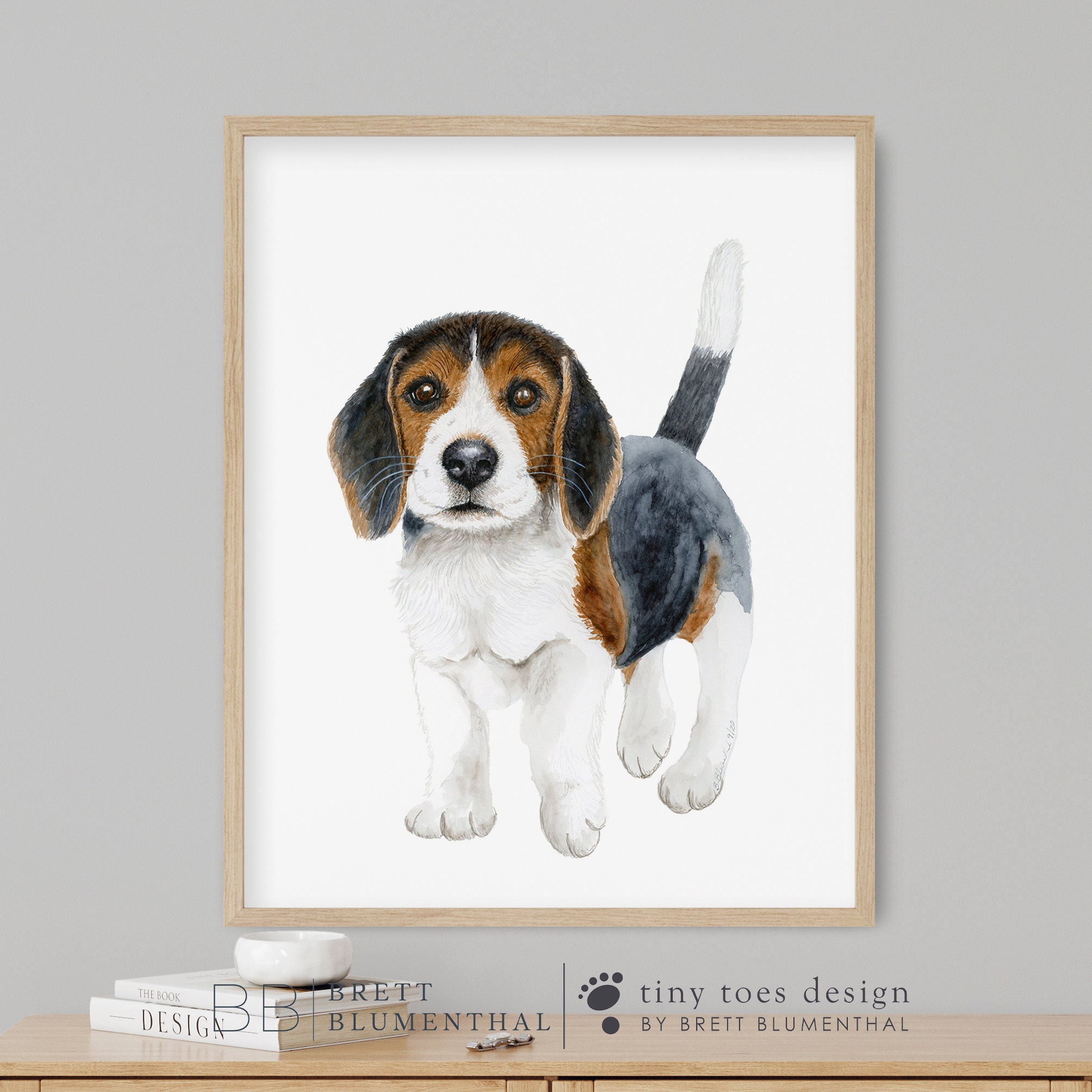 Beagle Puppy Print, Dog Nursery Print, Puppy Portrait, Puppy Dog